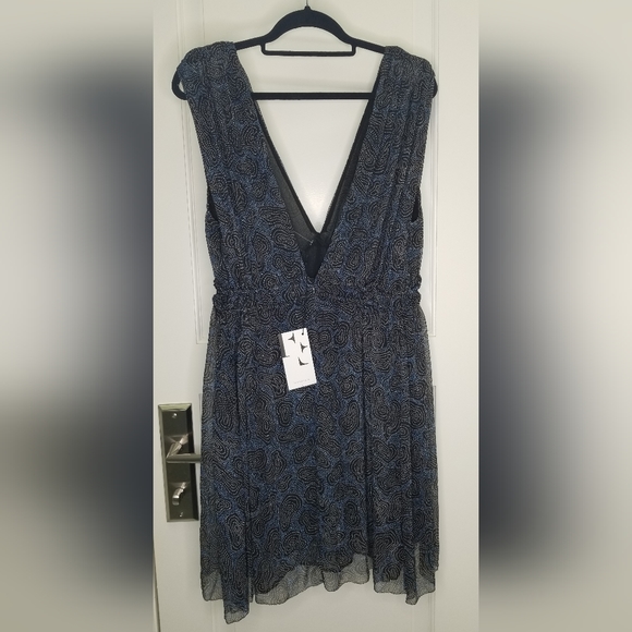 NWT Isabel Marant Etoile Estelle Plunging V-Neck Dress Black Blue White Dots 38 - Picture 3 of 11
